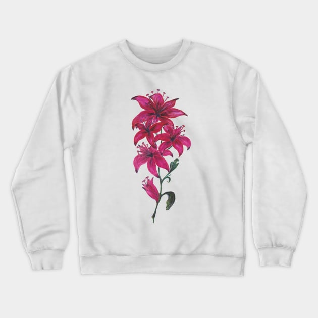 Red Lilies Crewneck Sweatshirt by ZeichenbloQ